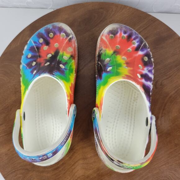 Crocs Mens Sandals 6M/8W Muticolor Tie Dye Classic Graphic Unisex Slingback - Picture 12 of 13